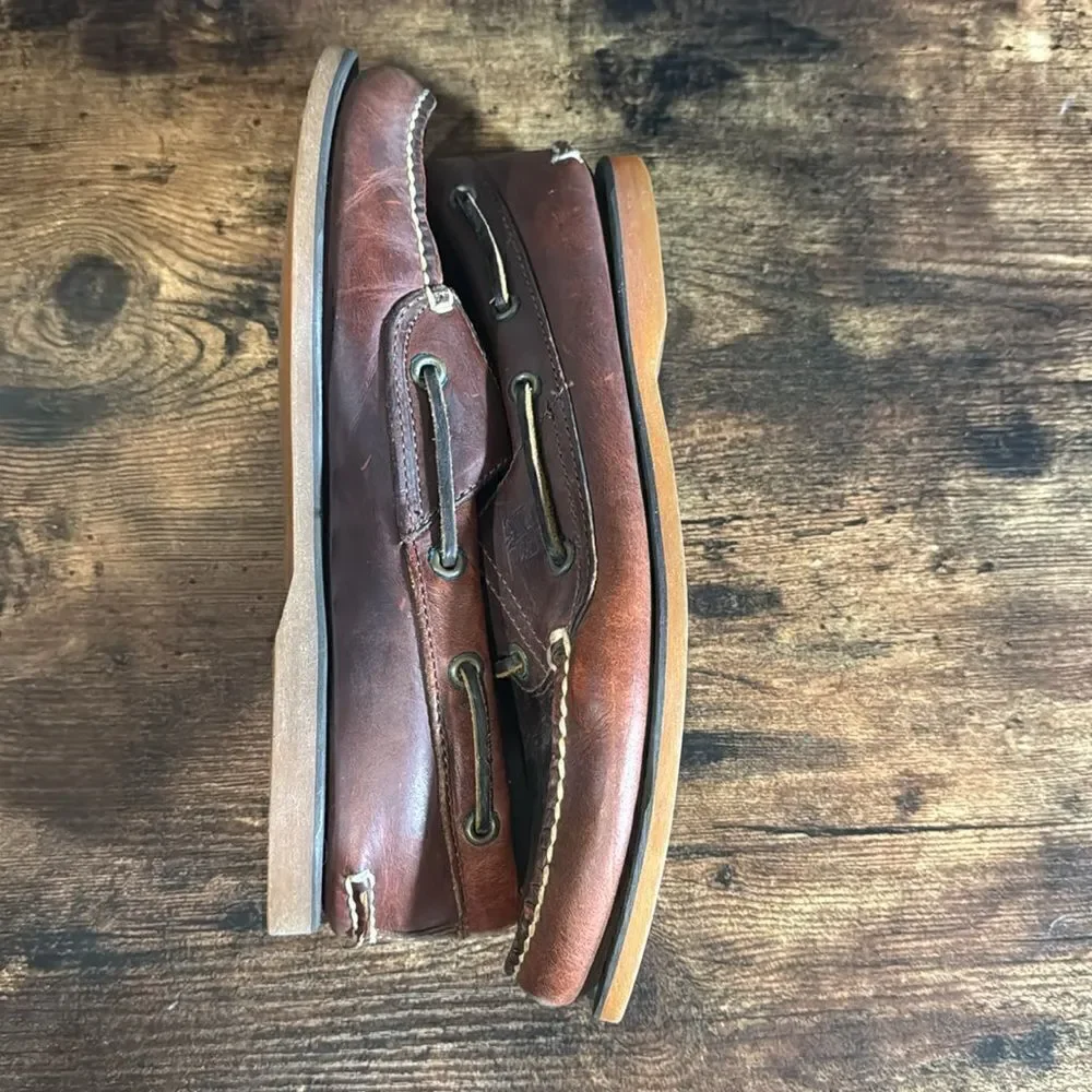 Timberland dark brown boat shoes size 9w/7m